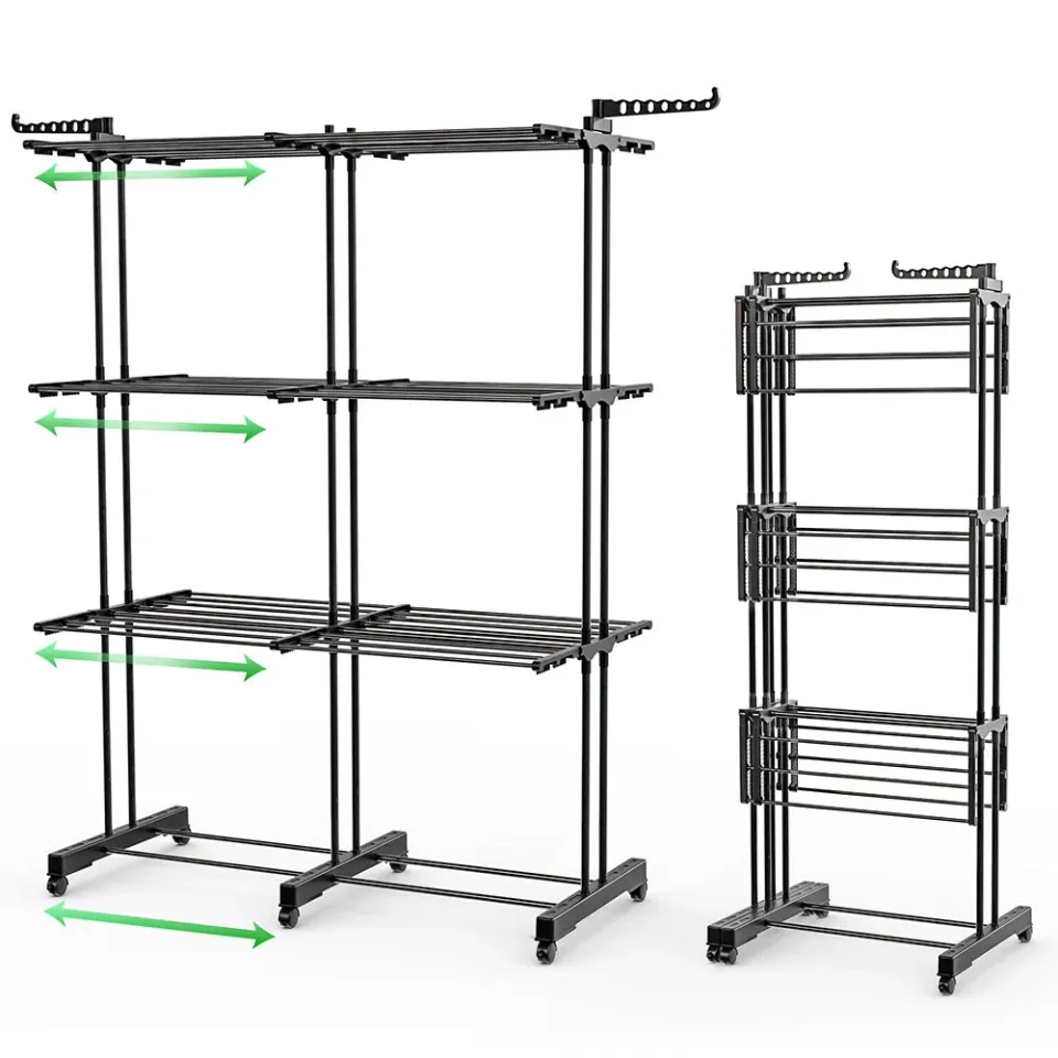 Vounot stendibiancheria a torre 190x53x170 cm nero 26 kg