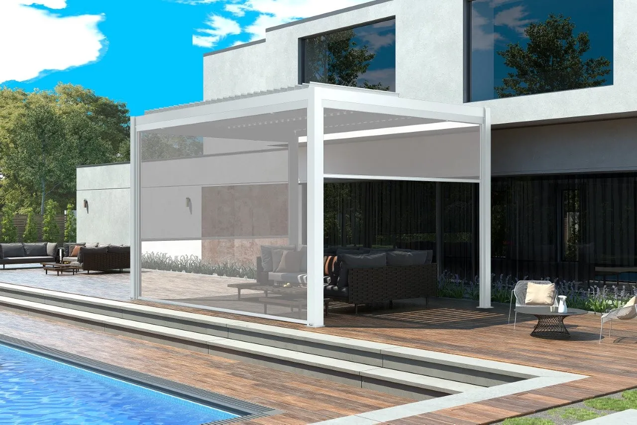 Giardini di Maggio Tenda laterale avvolgibile 270x238 bianco grigio 3m