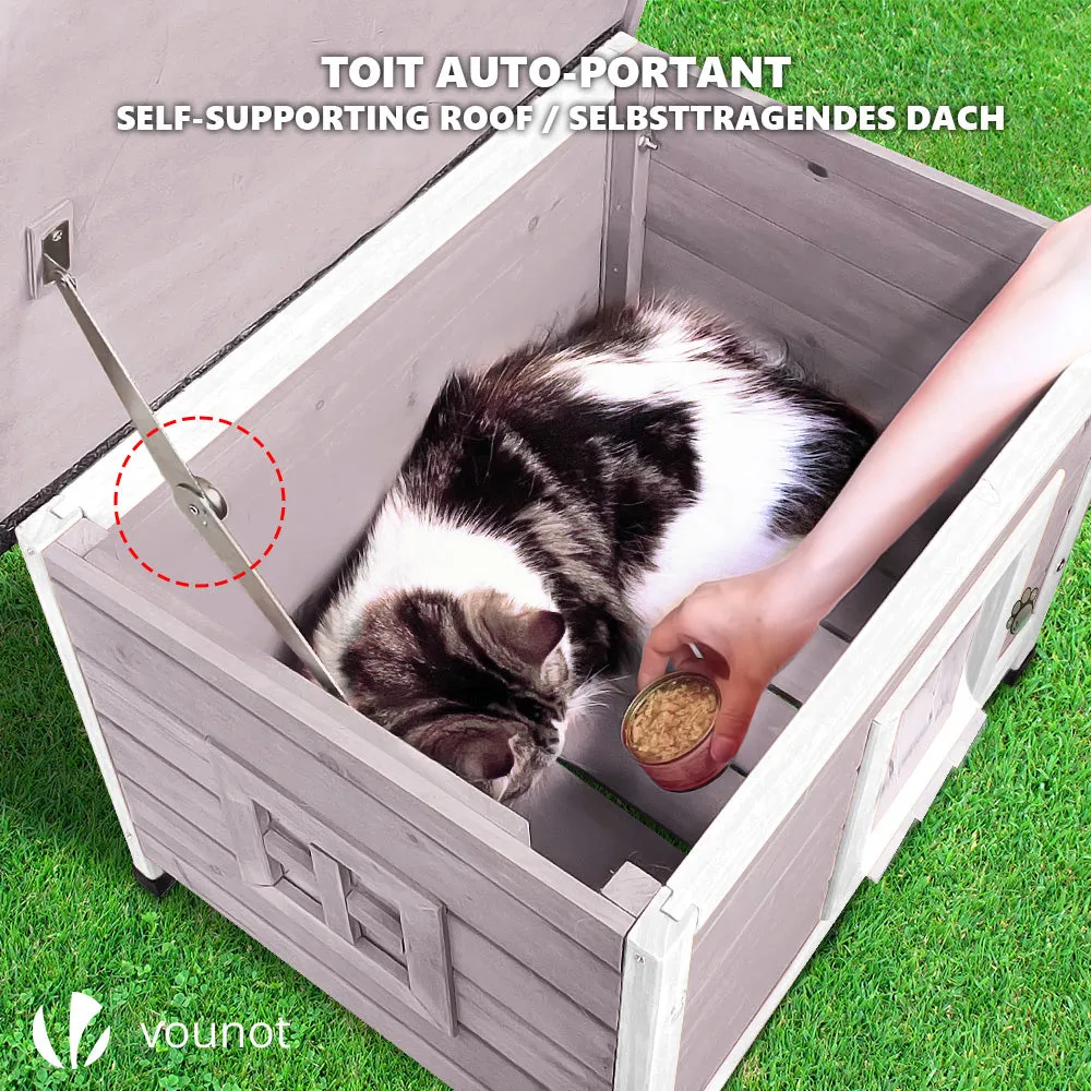 Vounot Cuccia Gatto Legno 57x45x43cm Grigia Esterno