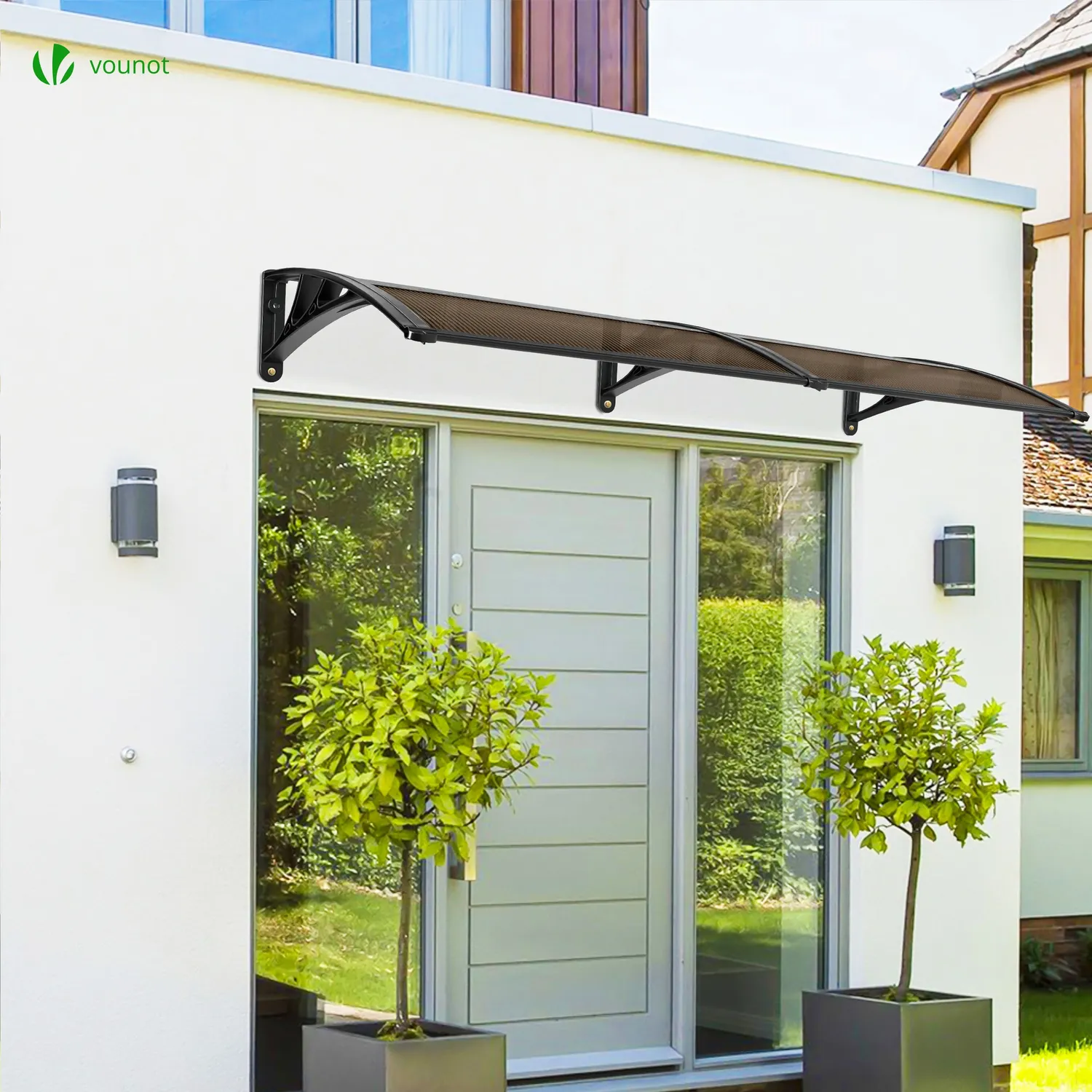VOUNOT Pensilina porta policarbonato 200x80cm marrone