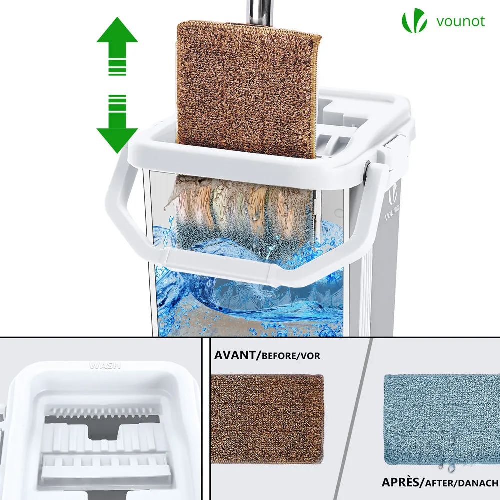 VOUNOT Mocio piatto con secchio strizzatore 6 panni