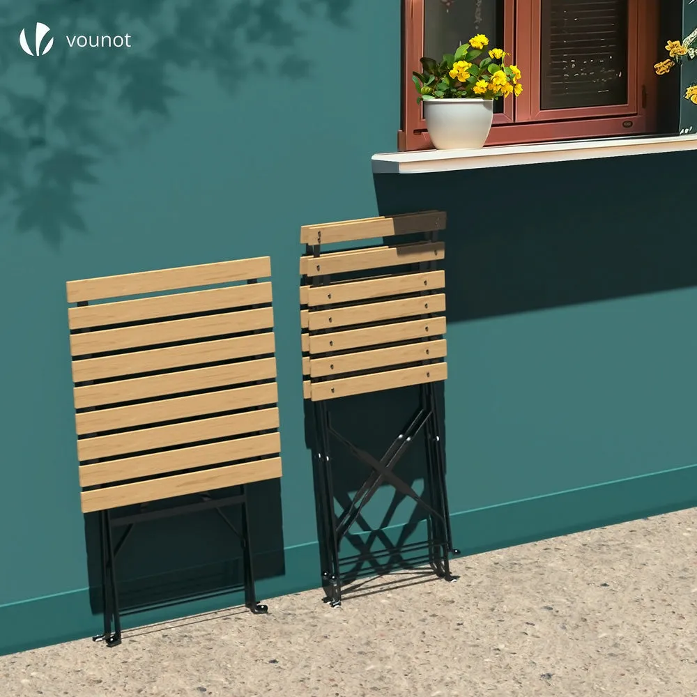 VOUNOT Set Bistrot Pieghevole Tavolo 2 Sedie Legno Esterno