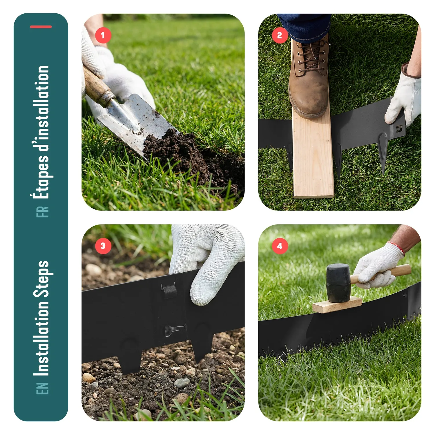 Vounot bordure giardino acciaio nero 106 cm 5 pezzi