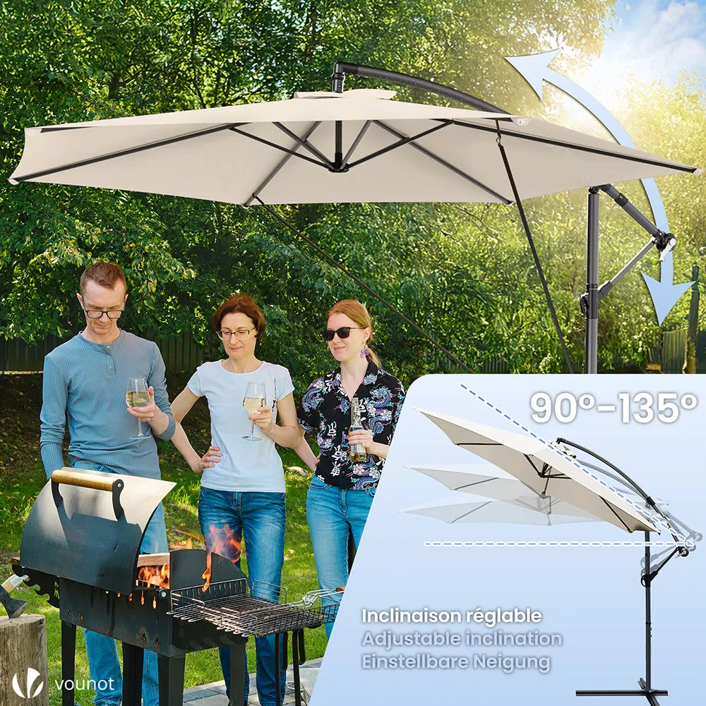 VOUNOT Ombrellone decentrato 3 m beige parasole anti-UV