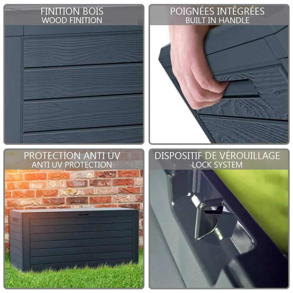 VOUNOT Baule da Esterno 280L Antracite Effetto Legno