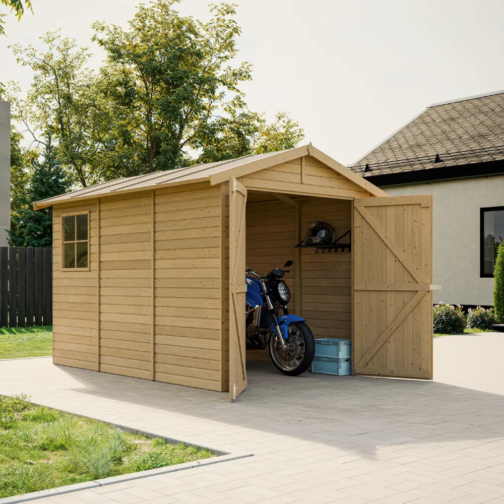 Timbela M105 garage legno 297x205 cm 6 mq porte ampie