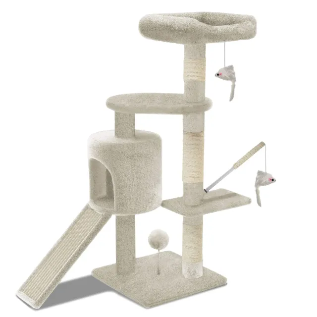 VOUNOT Albero Tiragraffi Gatto 112cm Beige con Nicchia