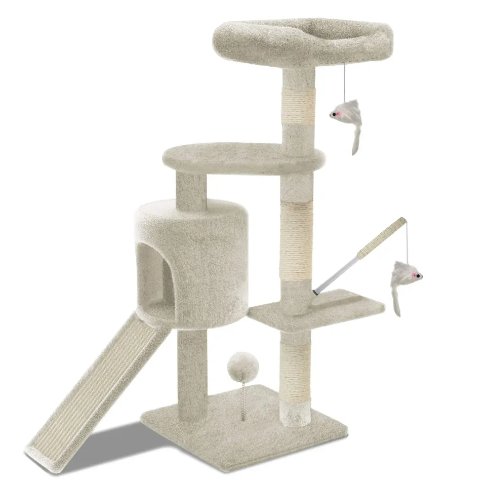 VOUNOT Albero Tiragraffi Gatto 112cm Beige con Nicchia