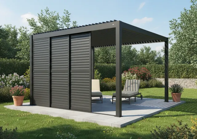 Giardini di Maggio persiane scorrevoli antracite 4 m per pergola