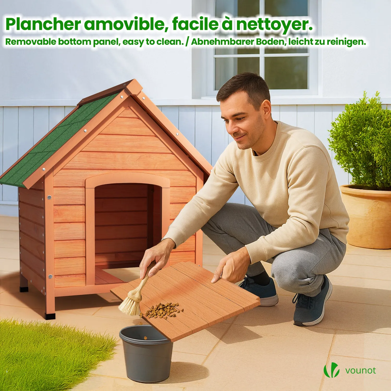 Vounot Cuccia Cane Esterno Legno 72x65x83 Tetto Bituminoso