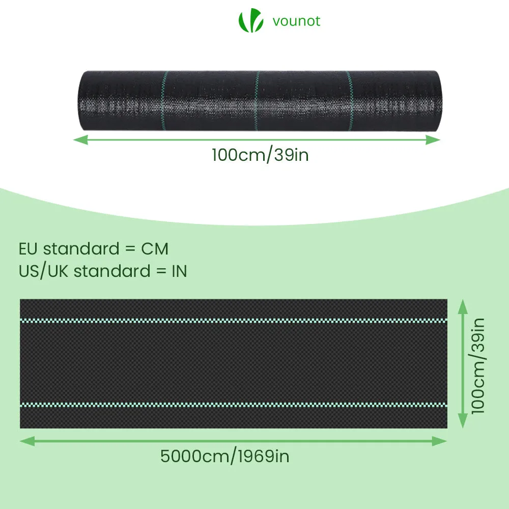 VOUNOT Telo pacciamatura diserbante 50x1m anti-UV 100g/mq
