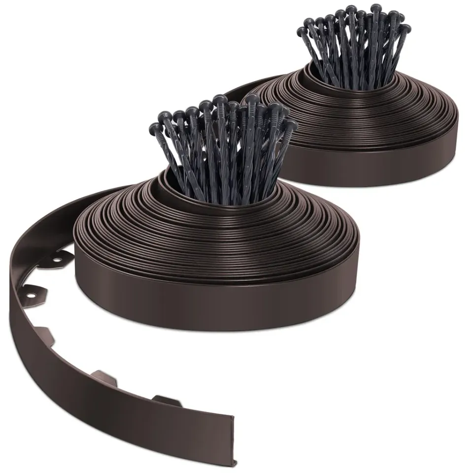 Vounot bordura giardino PVC marrone 40 m con picchetti