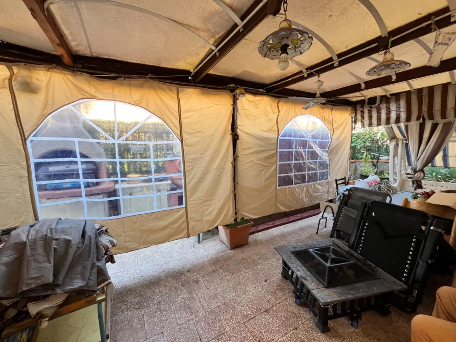 Quick Star Sahara 2 pareti laterali gazebo 3x3 m sabbia finestra