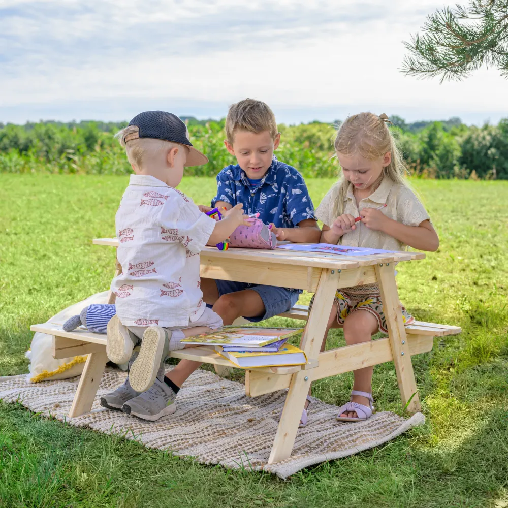 Timbela M010-1 tavolo legno bambini con sabbiera 3-12 anni
