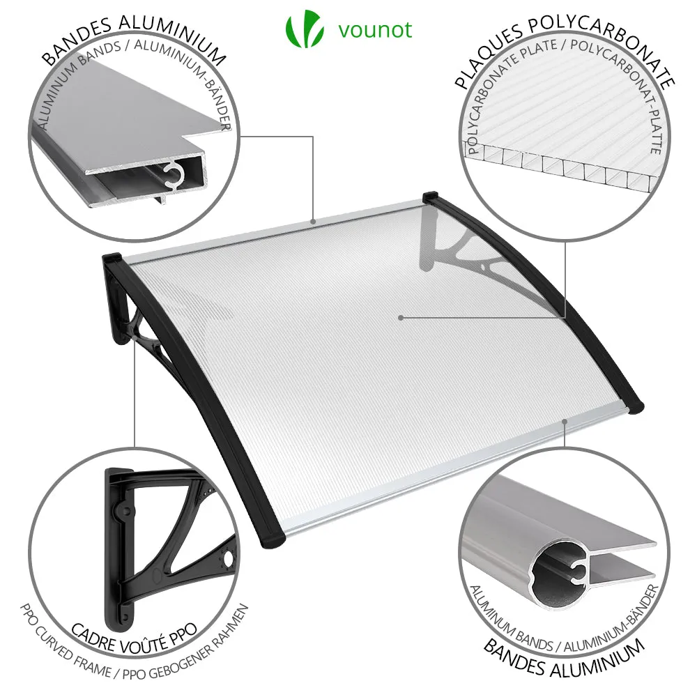 VOUNOT pensilina porta 120x80 cm trasparente nera policarbonato