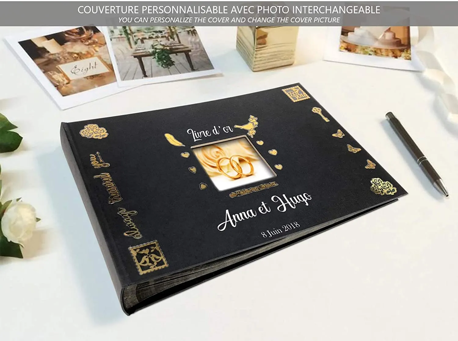 VOUNOT album foto 31x22 nero 80 pagine kit