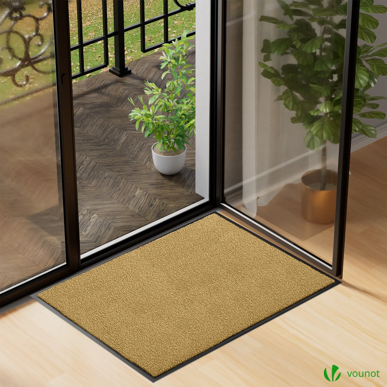 Vounot Zerbino Ingresso Tappeto 90x120 cm Beige Assorbente