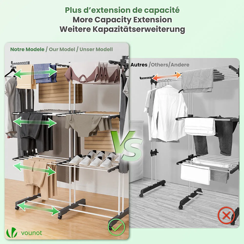 Vounot stendibiancheria estensibile 190cm bianco 40m