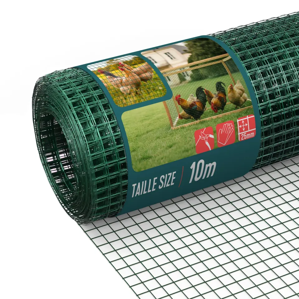 Vounot rete metallica saldata PVC maglia 25 mm 1x10 m verde