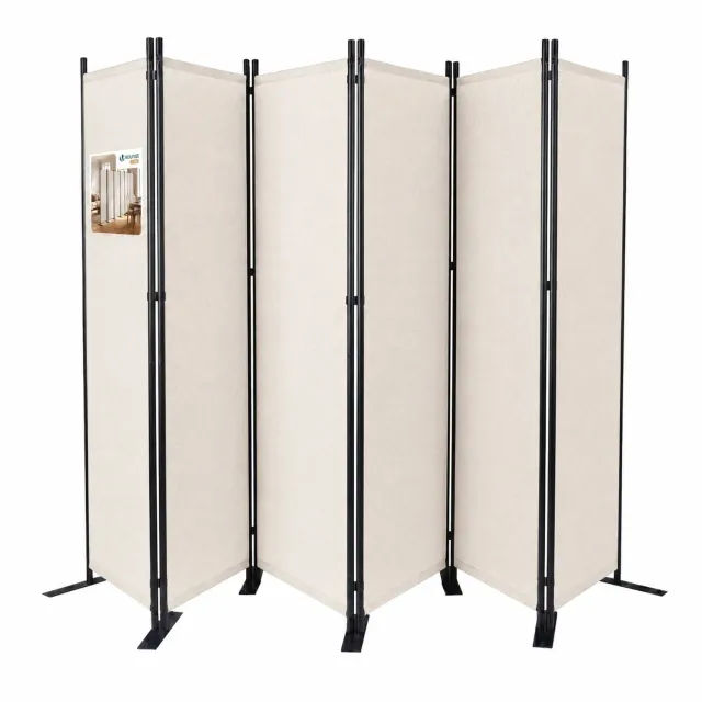 Vounot Paravento 6 Pannelli 340cm Beige Pieghevole