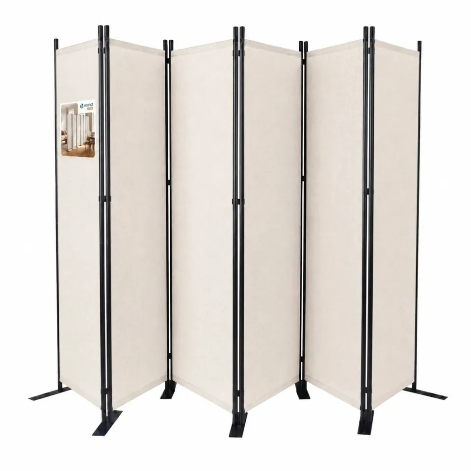 Vounot Paravento 6 Pannelli 340cm Beige Pieghevole