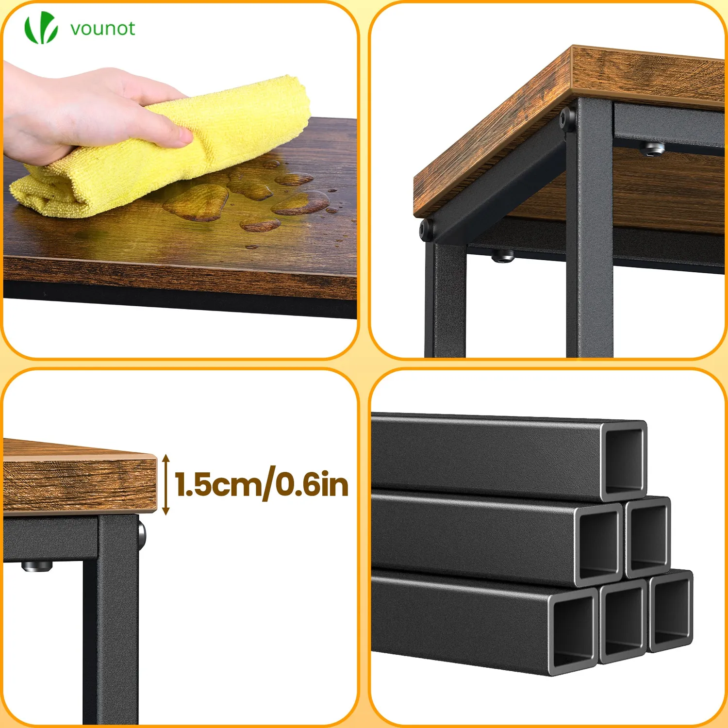 Vounot Consolle Ingresso Industriale 75x24x75cm Marrone
