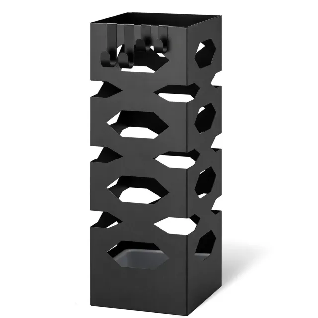 VOUNOT portaombrelli metallo esagonale 15,5cm nero con vaschetta
