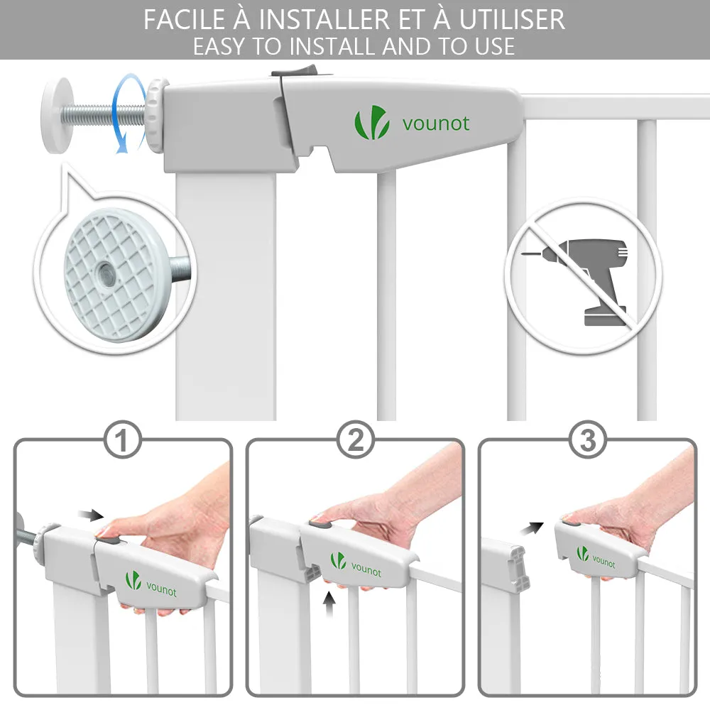 Vounot cancelletto sicurezza 100-108 cm bianco senza fori