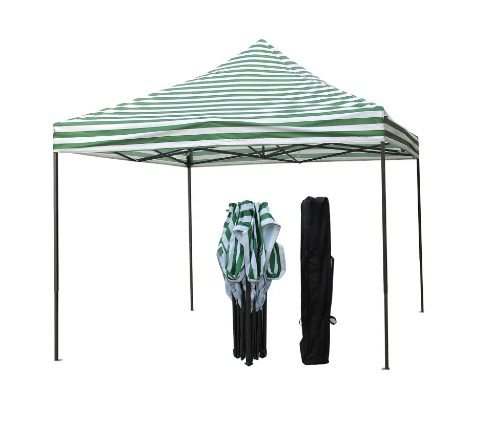 All Seasons Gazebos Robusto gazebo pieghevole 3x3 m strisce verdi impermeab
