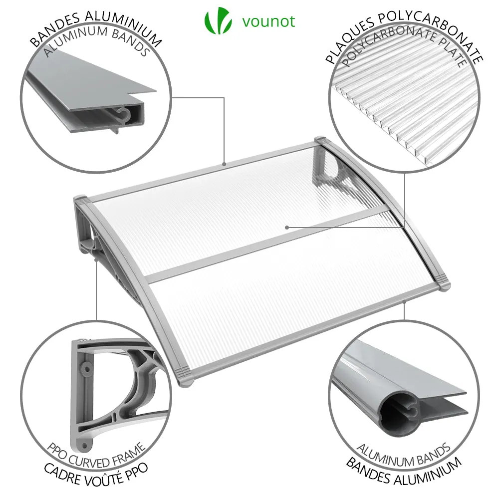 VOUNOT Pensilina per Porta Ingresso 100x80 cm Grigia