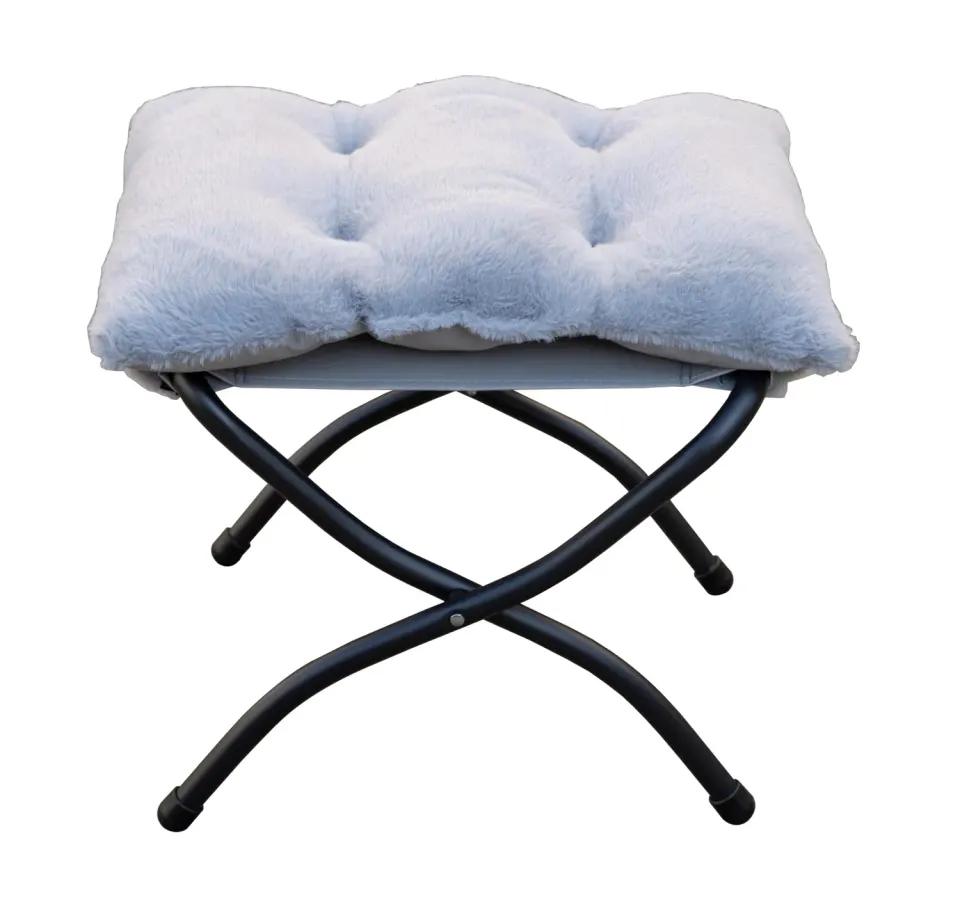 Quick Star poggiapiedi pieghevole peluche grigio 44x41x37