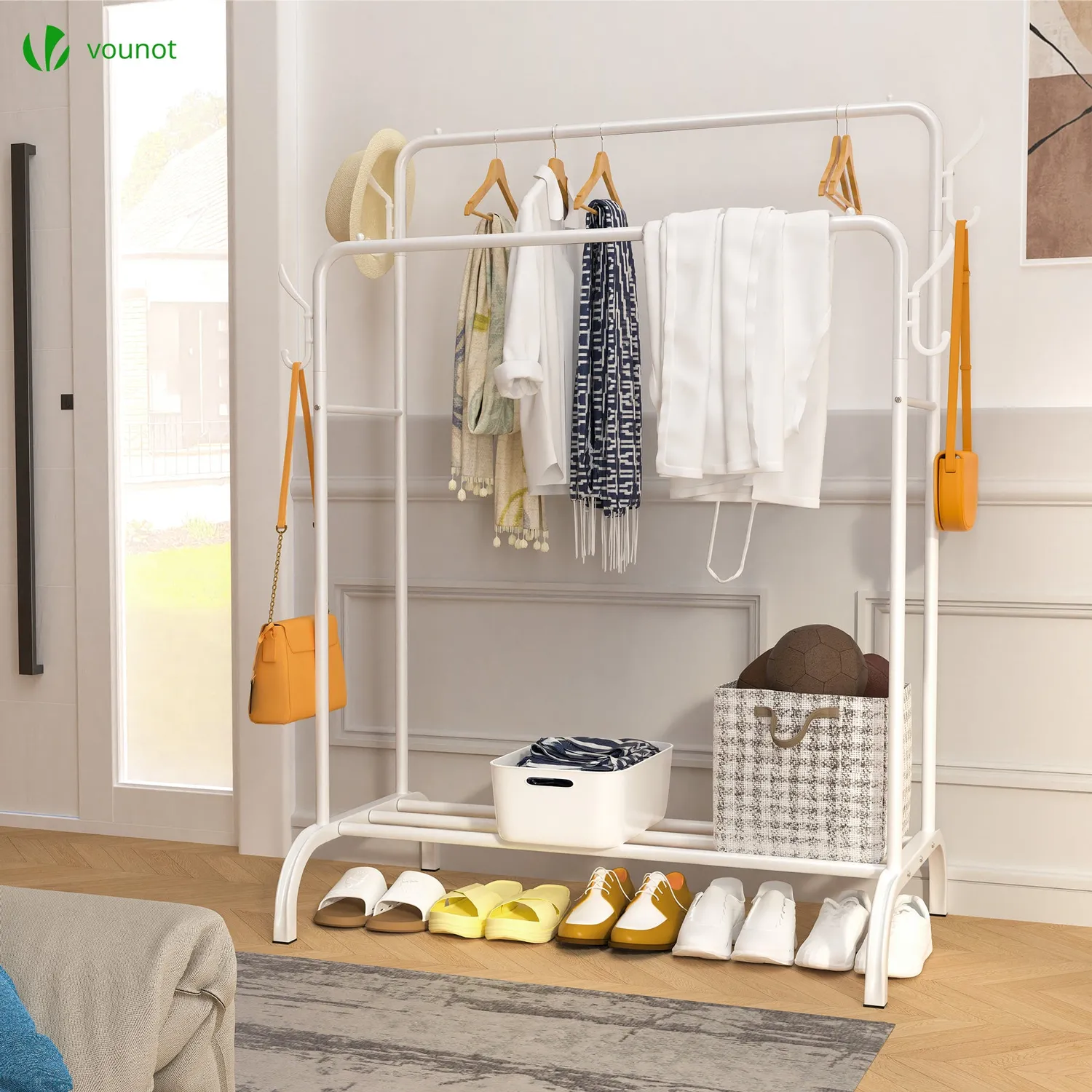 Vounot Stand Appendiabiti Doppio 110x35x146cm Bianco