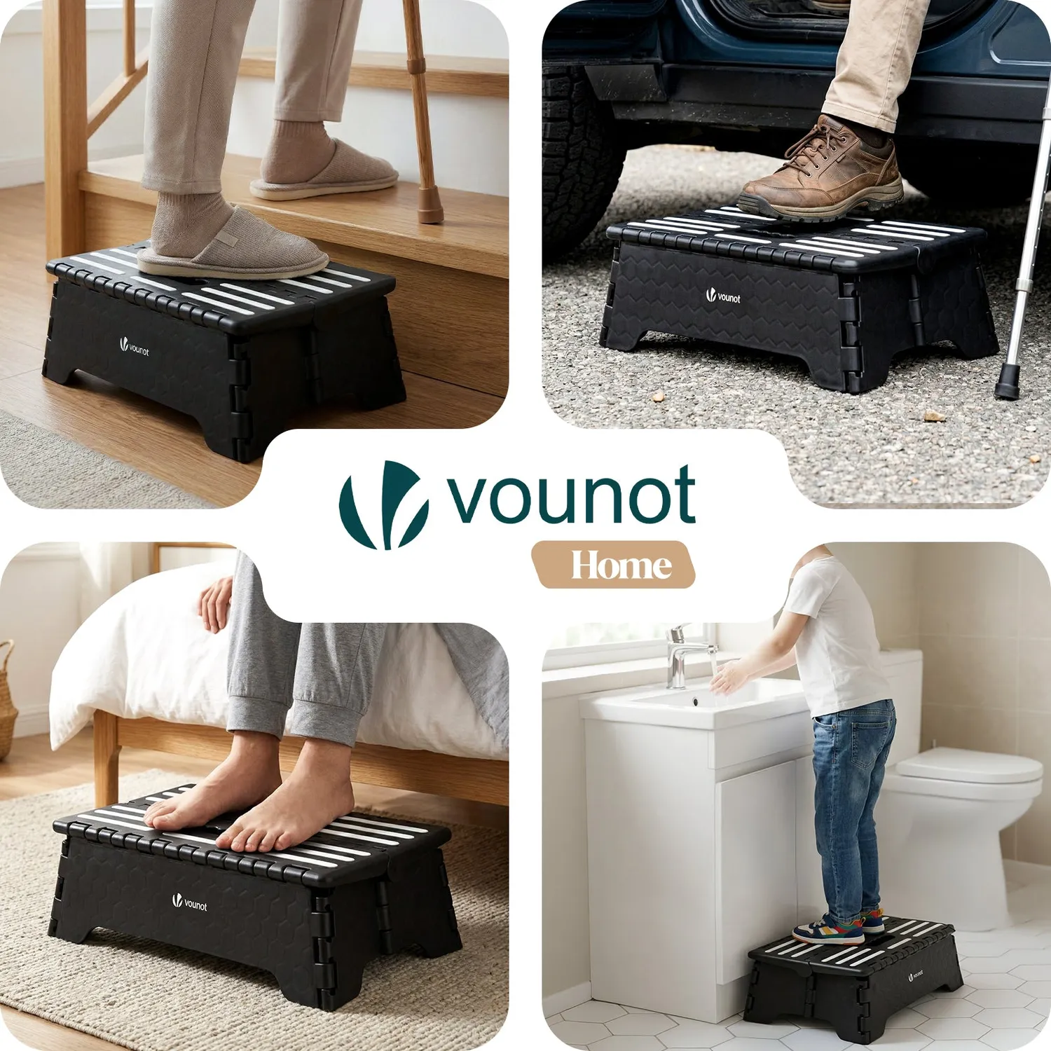VOUNOT scalino pieghevole antiscivolo 39,5x24x13 nero