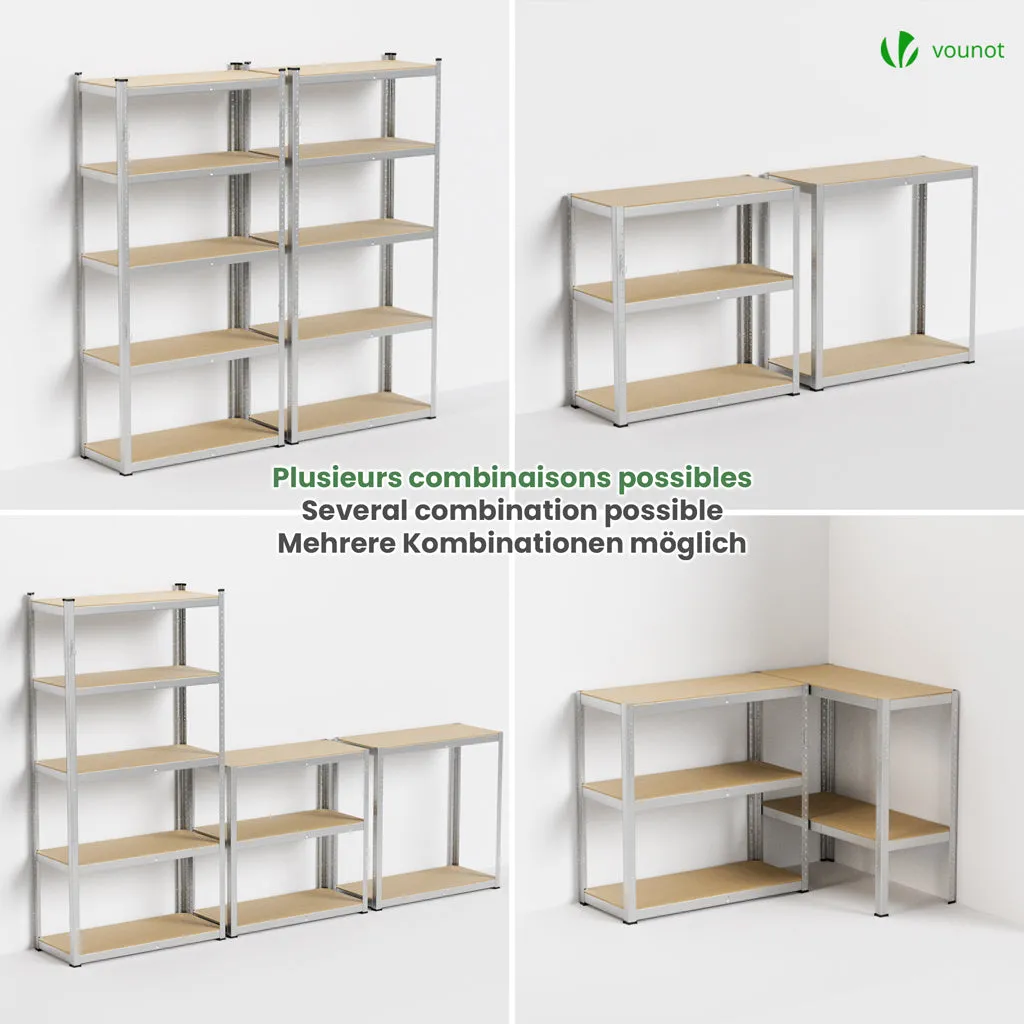Vounot scaffali metallici 90x40x180 5 ripiani 2 pezzi