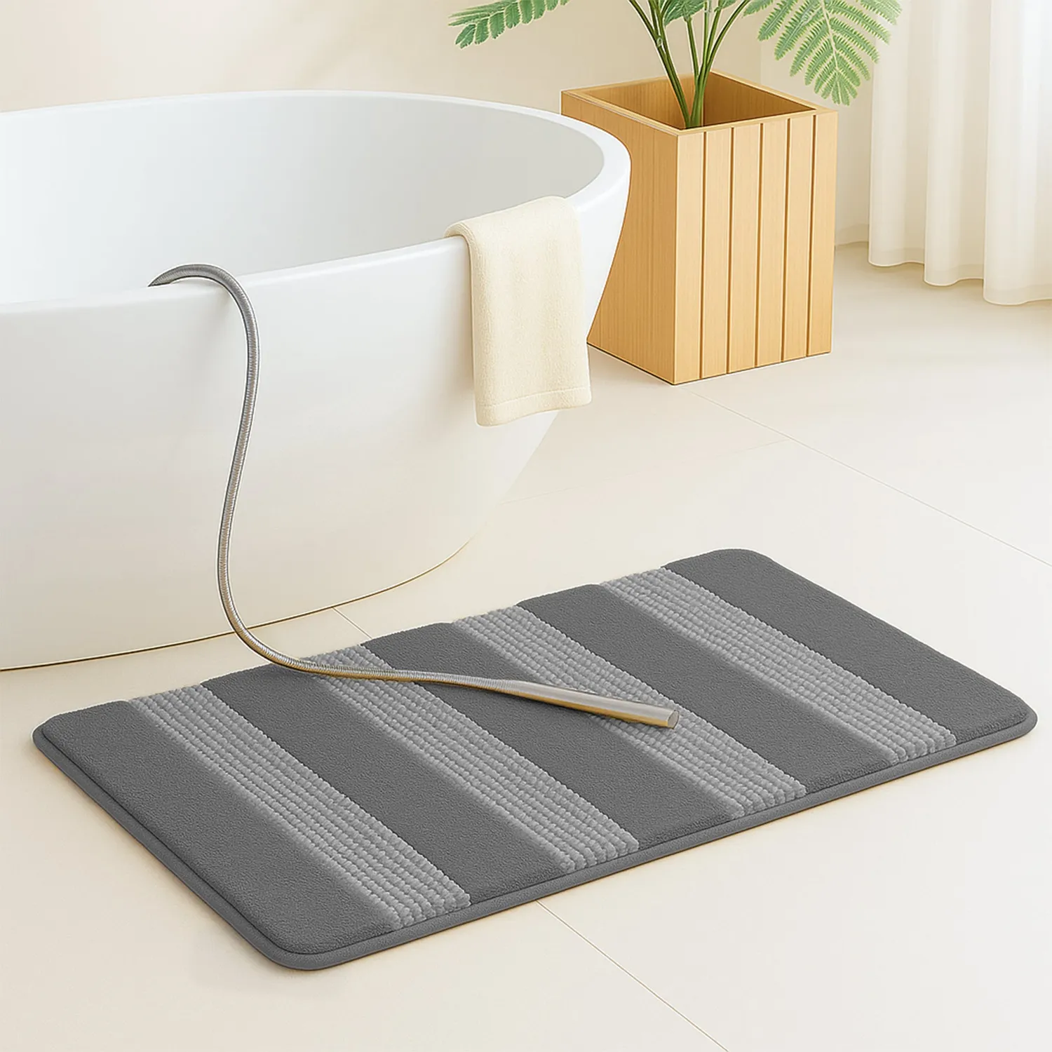 VOUNOT Tappetino Bagno 40x60cm Grigio Microfibra Antiscivolo