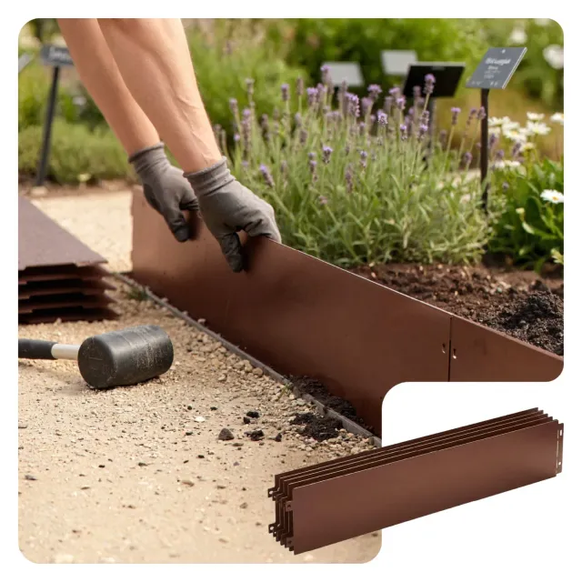 VOUNOT bordura giardino metallo marrone 35 pezzi 35 m