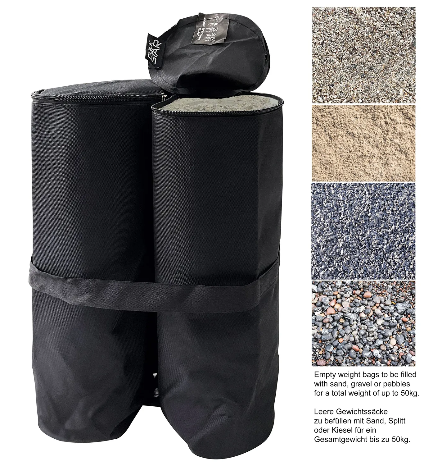 QUICK STAR Zavorre Gazebo 4 Sacchi Sabbia Neri 50 kg