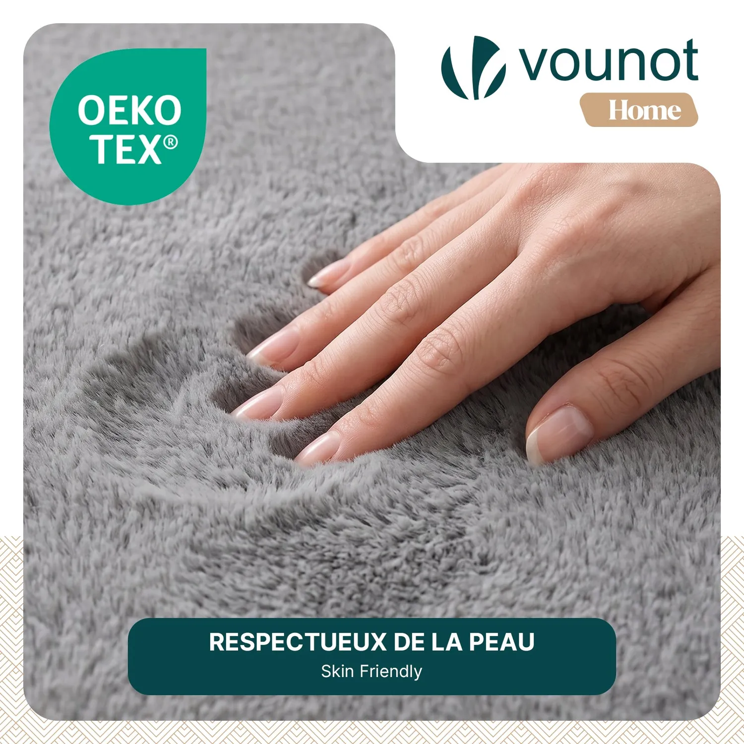 VOUNOT tappeto salotto pelo corto 140x200cm grigio