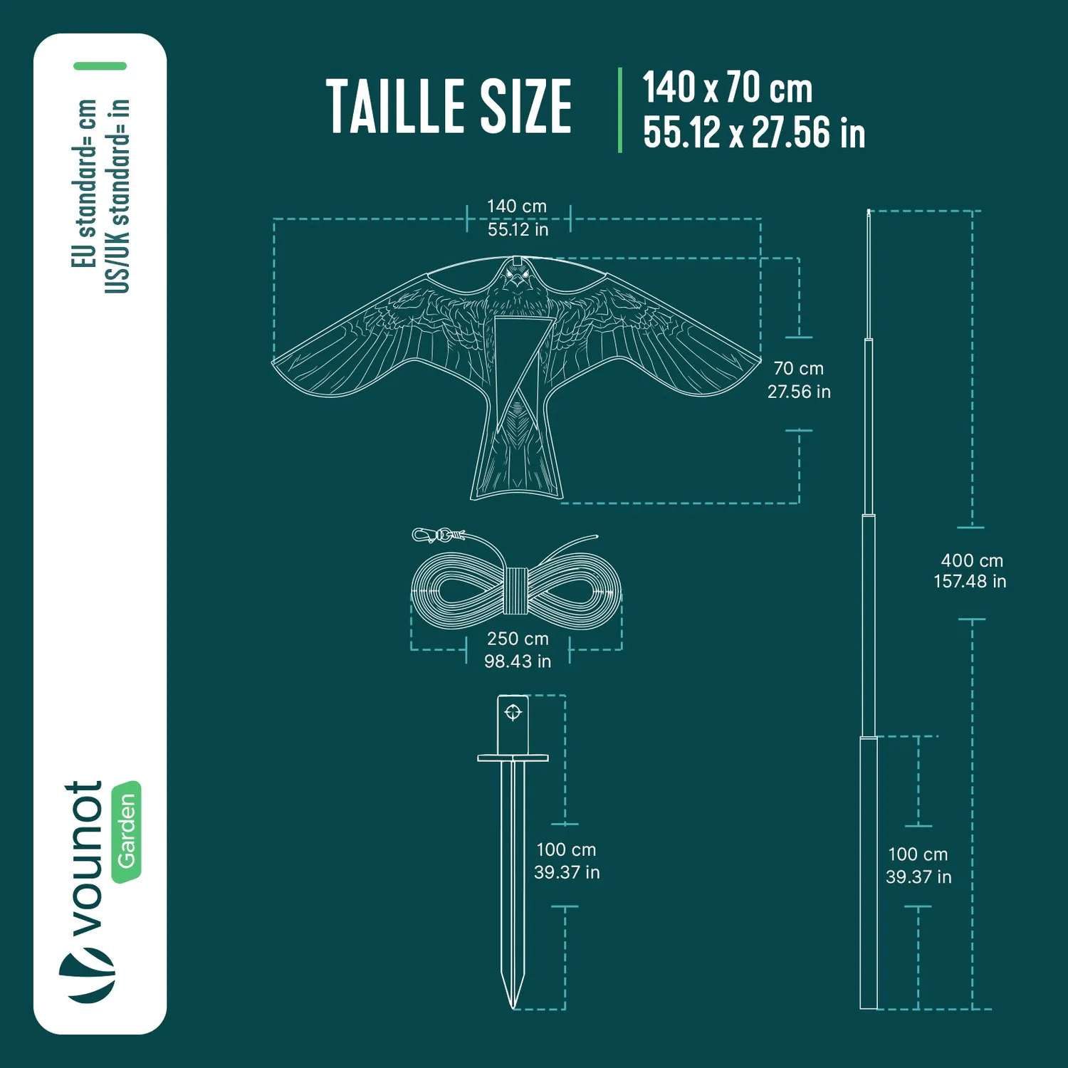 Vounot aquilone spaventapasseri falco 140cm 2 pezzi