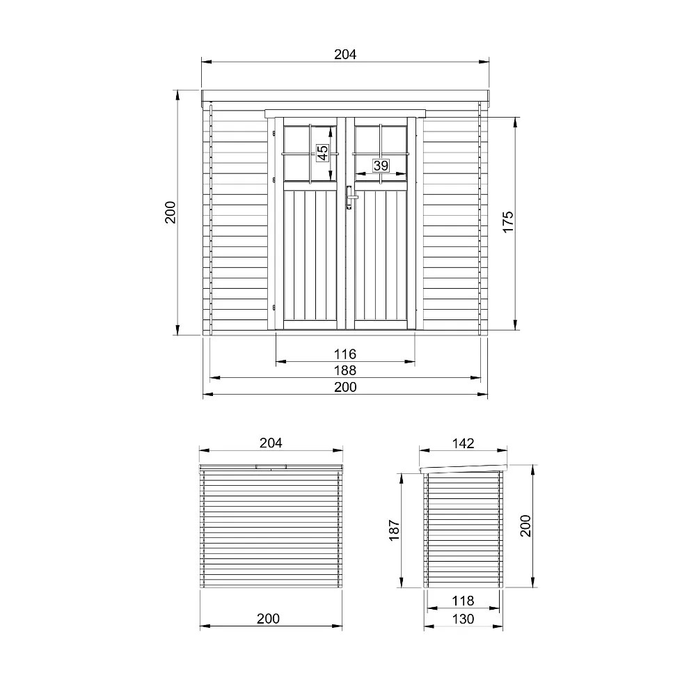 Timbela M311F casetta in legno a incastro 204x142 cm 2 m²