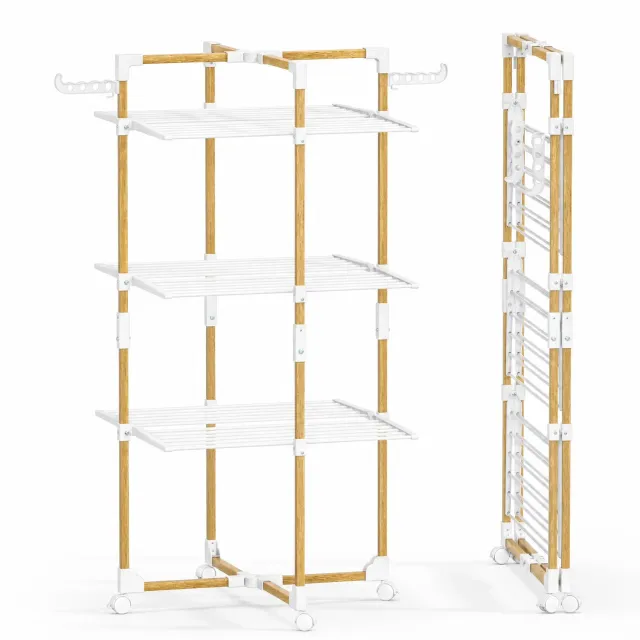 VOUNOT Stendibiancheria Verticale 3 Livelli Bianco 25 m