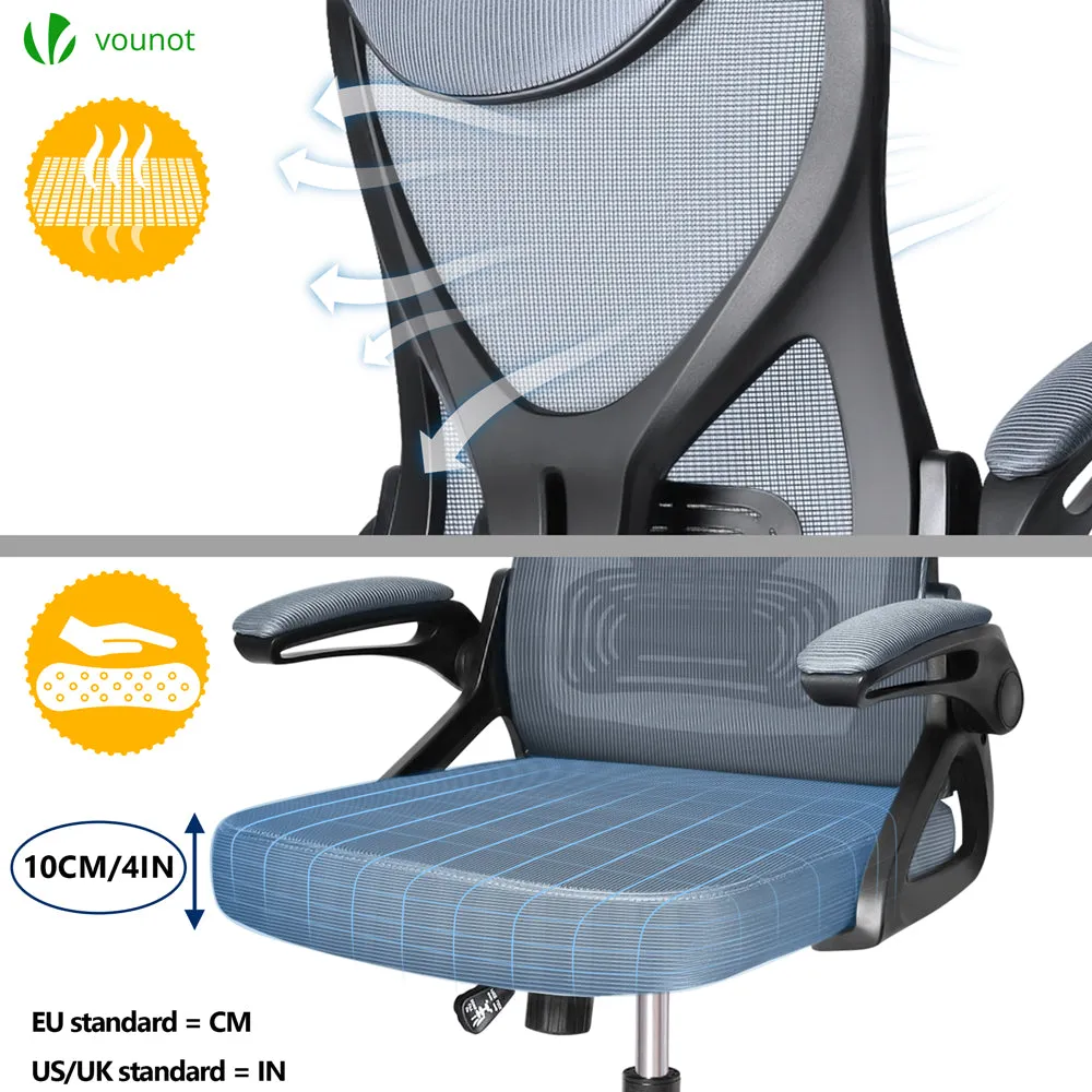 VOUNOT sedia ufficio ergonomica grigia con poggiatesta traspirante