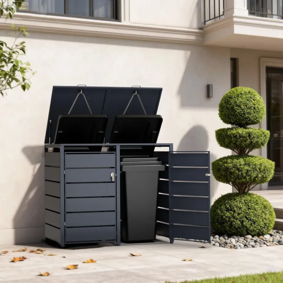 Timbela M802-2K box copribidoni acciaio 2x240L antracite