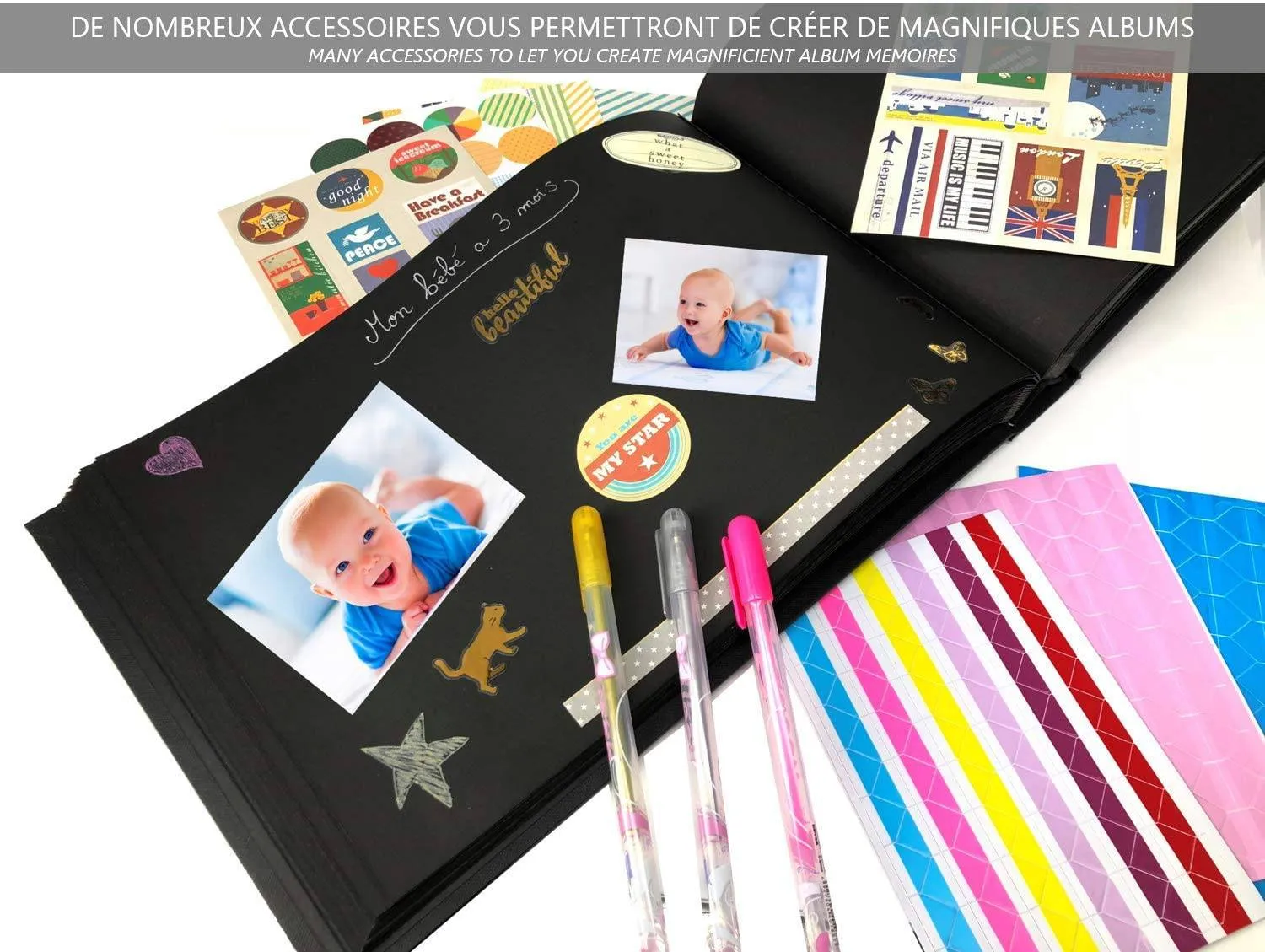 VOUNOT album foto 31x22 nero 80 pagine kit