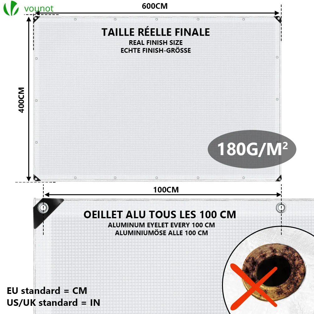 Vounot telo protettivo impermeabile 180g/mq bianco 4x6 m