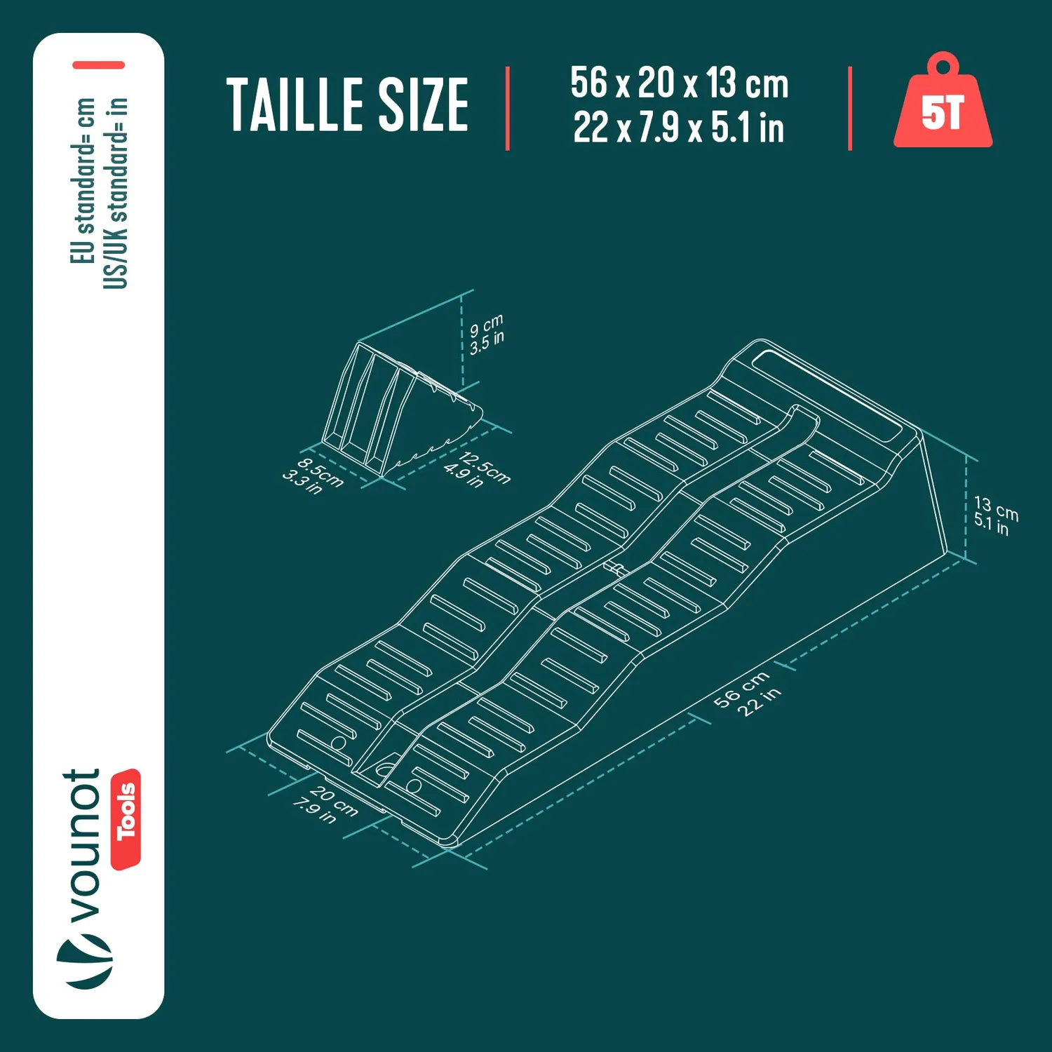 VOUNOT Rampe Livellamento Camper 5T 56cm 2 Pezzi