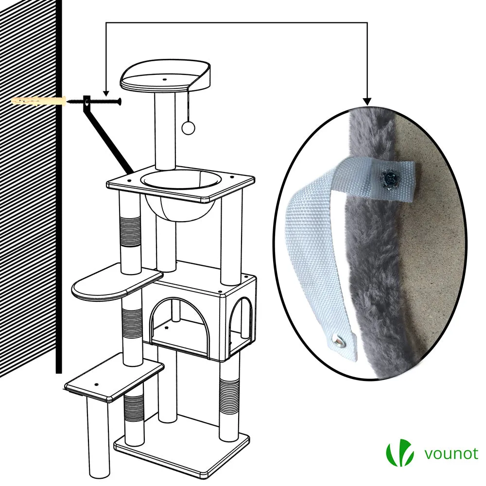 Vounot Albero Tiragraffi Gatto 138cm Grigio Capsula Niche