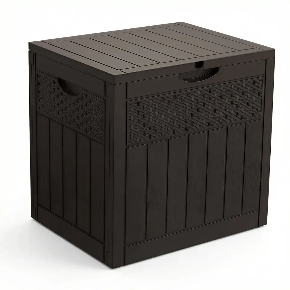 VOUNOT Baule da Esterno 126L 56x43x53 cm Marrone Rattan