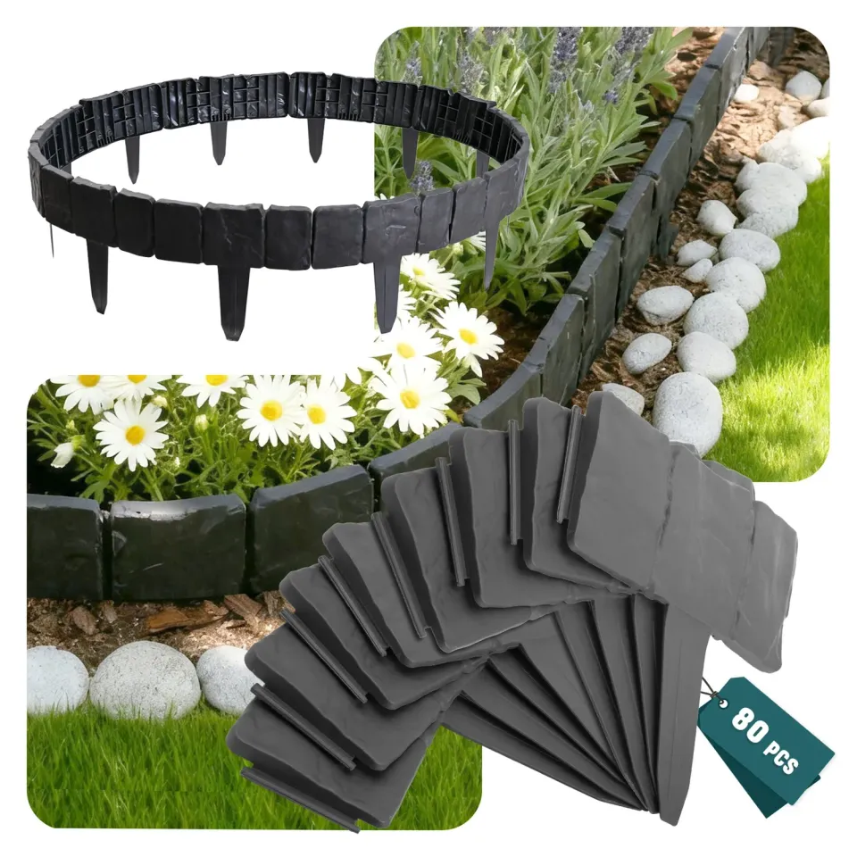 Vounot bordo giardino plastica effetto pietra 20 m grigio