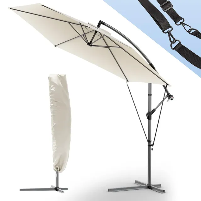VOUNOT Ombrellone decentrato 3 m beige parasole anti-UV